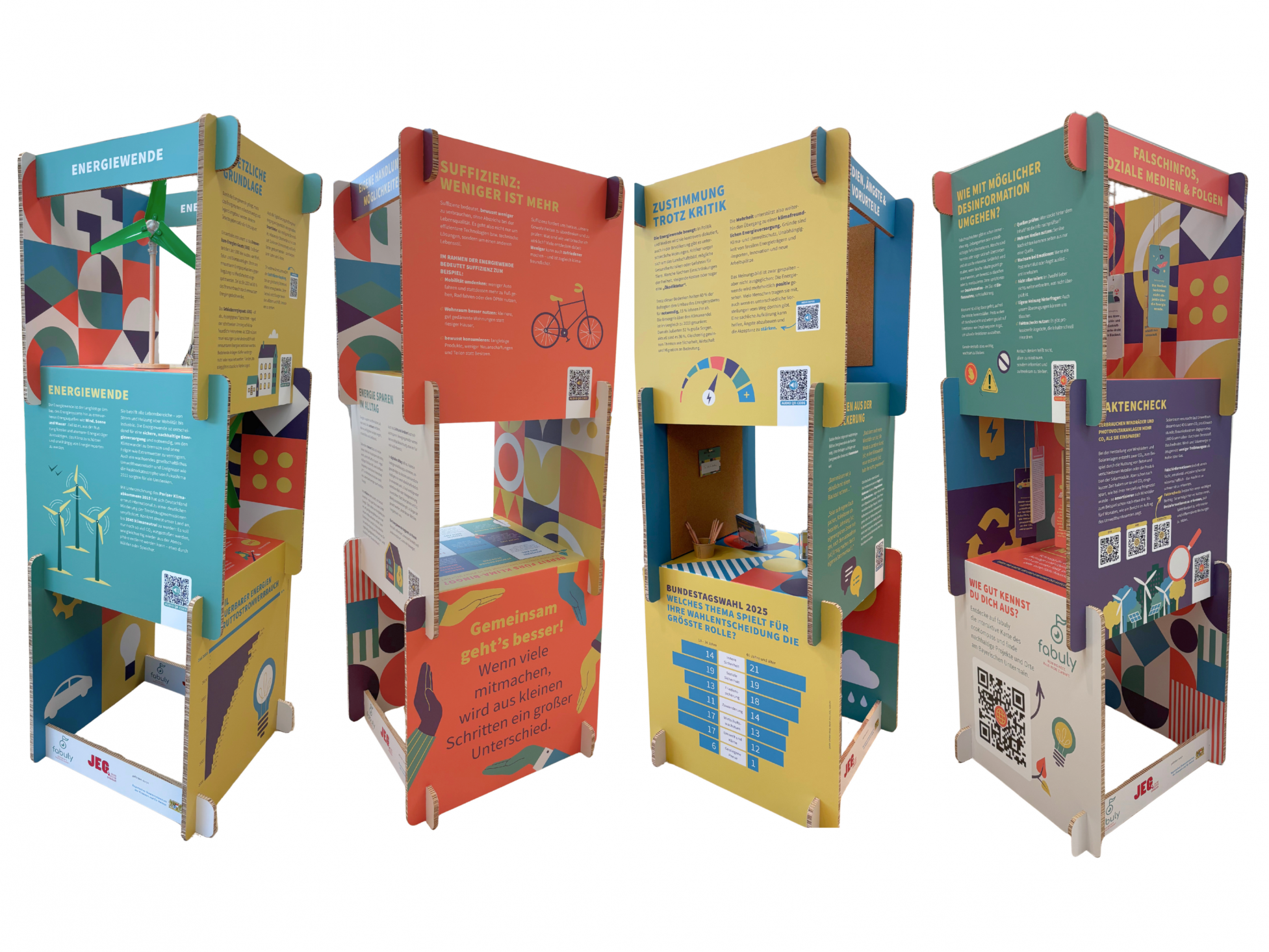 Die Wanderausstellung besteht aus vier Türmen. © Foto: LAG Main4Eck Miltenberg e.V.